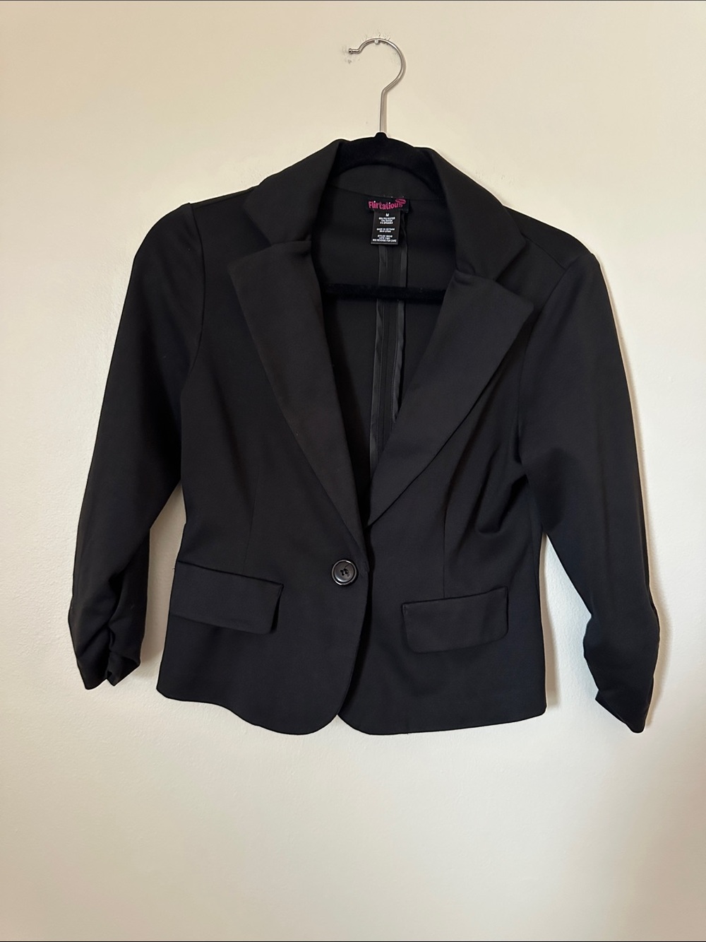 Material Girl Black Cropped Single-Button Blazer - Tailored Fit